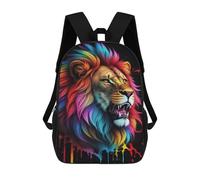 sinyumoney Lion Splash Art Mochila Escolar De 17 Pulgadas Para Adolescentes, Con Estampado 3D, Ajustable Y Con Bolsillos, Ideal Para Niños, Niñas Y Estudiantes.