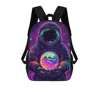 Sinyumoney Lion with Floral Crown Mochila Niño, Mochila Impresa 3D Para Niños Y Adolescentes, Astronaut Holding Earth, 17"