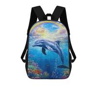 Sinyumoney Lion with Floral Crown Mochila Niño, Mochila Impresa 3D Para Niños Y Adolescentes, Dolphin Under Rainbow, 17"