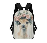 Sinyumoney Lion with Floral Crown Mochila Niño, Mochila Impresa 3D Para Niños Y Adolescentes, Fawn With Rose Crown, 17"