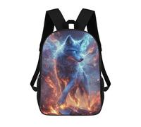 Sinyumoney Lion with Floral Crown Mochila Niño, Mochila Impresa 3D Para Niños Y Adolescentes, Fiery Wolf, 17"