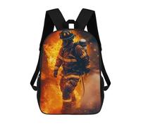 Sinyumoney Lion with Floral Crown Mochila Niño, Mochila Impresa 3D Para Niños Y Adolescentes, Firefighter In Flames, 17"