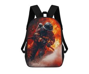 Sinyumoney Lion with Floral Crown Mochila Niño, Mochila Impresa 3D Para Niños Y Adolescentes, Firefighter In Action, 17"