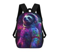 Sinyumoney Lion with Floral Crown Mochila Niño, Mochila Impresa 3D Para Niños Y Adolescentes, Sloth Astronaut, 17"