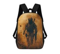 Sinyumoney Lion with Floral Crown Mochila Niño, Mochila Impresa 3D Para Niños Y Adolescentes, Soldado en la nube de polvo, 17"
