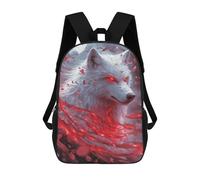 Sinyumoney Lion with Floral Crown Mochila Niño, Mochila Impresa 3D Para Niños Y Adolescentes, White Wolf With Red Eyes, 17"