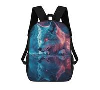 Sinyumoney Lion with Floral Crown Mochila Niño, Mochila Impresa 3D Para Niños Y Adolescentes, Wolf Reflection, 17"