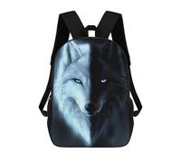 Sinyumoney Lion with Floral Crown Mochila Niño, Mochila Impresa 3D Para Niños Y Adolescentes, Wolf With Blue Eyes, 17"