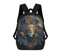 sinyumoney Lion's Majesty in Flowers Mochila Escolar Mochilas Escolares Para Niñas Y Niños Mochila Con Bolsillo Mochila Escolar De Moda Para Niños 17inch
