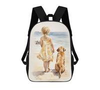 sinyumoney Little Girl with Labrador 17inch Mochila Escolar Impresa En 3D Para Niños, Mochila Escolar Informal De Moda, Mochilas De Viaje Para Niños Y Estudiantes.