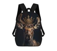 sinyumoney Little Moose King Mochila Infantil, Mochila Escolar Impresa En 3D, Mochila Para Niños Y Niñas, Mochila Escolar Ajustable Para La Escuela Primaria 17inch