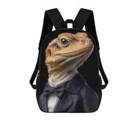 sinyumoney Lizard in A Suit Mochila Infantil Para Niñas, Mochila Escolar 3D, Mochila Para Niños Pequeños, Mochila Informal De Día, Mochila Escolar De Moda 17inch