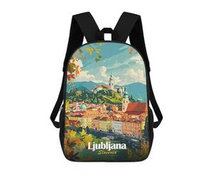 sinyumoney Ljubljana, Slovenia Cityscape Mochilas Mochilas Infantiles Mochila Escolar Mochila Escolar Infantil Impresa En 3D Mochilas De Viaje De Moda Para Niños De Primaria Y Secundaria 17inch