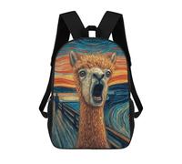 sinyumoney Llama Art Print, Scream Style Mochila Escolar De Moda, Mochila Para Material Escolar, Mochila Impermeable Informal Para Hombres/mujeres 17inch