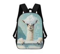 sinyumoney Llama Bath Time Mochila Escolar Impresa En 3D 17inch Mochila Escolar Infantil Mochilas De Viaje Mochila Informal De Moda Para Niños Y Estudiantes