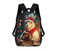 sinyumoney Llama Coffee Christmas Mochilas Impresas En 3D Para Niños, Mochila Escolar, Mochila Informal Para Exteriores, Mochila Informal De Moda Para Niños, Lindas Bolsas De Viaje 17inch