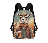 sinyumoney Llama Drinking A Beer Mochila Escolar Infantil, Mochilas Impresas En 3D, Mochilas Escolares De Moda Para Niños De Primaria Y Secundaria 17inch