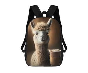 sinyumoney Llama Drinks Coffee Mochila Ligera Informal Para El Día A Día, Mochila Escolar Para Hombres/mujeres 17inch