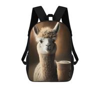 sinyumoney Llama Drinks Coffee Mochilas Para Niños Mochila Escolar Mochila Escolar Impresa En 3D Para Niños Estudiantes De Primaria Y Secundaria 17inch