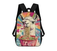 sinyumoney Llama Eating Ramen Japan Retro Mochilas Para Niños Mochila Escolar Mochila Escolar Impresa En 3D Para Niños Estudiantes De Primaria Y Secundaria 17inch