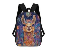 sinyumoney Llama in Blooming Meadow - Sunrise Fantasy Wall Art Mochila Escolar Para Niñas Mochila Impermeable Mochila Informal De Día Mochila Ligera Para Niño Y Niña Mochila Escolar 17inch