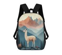 sinyumoney Llama in Mountain Landscape Painting Mochila Escolar Para Niños Mochila Escolar Impresa En 3D Mochila Escolar De Moda Para Niños De Primaria Y Secundaria 17inch