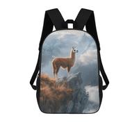 sinyumoney Llama on Mountain Peak Mochila Infantil Para Niñas, Mochila Escolar 3D, Mochila Para Niños Pequeños, Mochila Informal De Día, Mochila Escolar De Moda 17inch