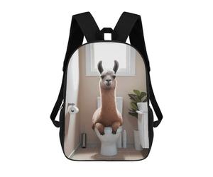 sinyumoney Llama on Toilet Bathroom Art Mochila Escolar Para El Trabajo, Negocios, Universidad Y Escuela Para Hombres, Mujeres Y Adolescentes 17inch