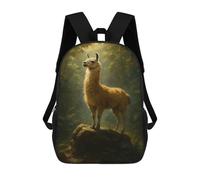 sinyumoney Llama Portrait in Forest Setting Mochila Escolar Informal Para El Día A Día, Ideal Para Viajes, Trabajo Y Uso Diario 17inch