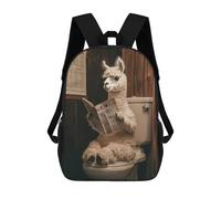 sinyumoney Llama Reading Newspaper on Toilet-2 Mochila Escolar Para Institutos De Secundaria Mochila Informal - Perfecta Para Viajes, Trabajo Y Uso Diario 17inch