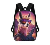 sinyumoney Llama Soldier in Desert Mochila Escolar Para Niños Mochila Escolar Impresa En 3D Mochila Escolar De Moda Para Niños De Primaria Y Secundaria 17inch