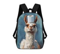 sinyumoney Llama with Toilet Paper Hat Mochila Escolar Impresa En 3D Para Niños 17inch Mochilas Para Niños Y Niñas, Mochilas Escolares Para Niños, Mochilas De Viaje