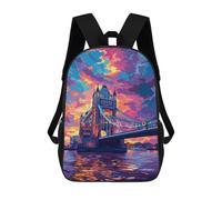 sinyumoney London Bridge Sunset-6 Mochila Escolar Infantil Impresa En 3D Para Niños, Mochila De Viaje De Alta Capacidad, Mochilas Para Libros De 17 Pulgadas Para Niños