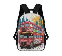 sinyumoney London Bus with Graffiti Art Mochila Escolar Infantil Impresa En 3D Para Niños, Mochilas De Viaje De Alta Capacidad, Bolsas Para Libros, Mochila Escolar Infantil 17inch