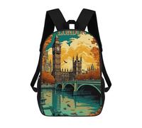 sinyumoney London Cityscape Autumn Illustration Mochila Infantil Para Niñas Y Niños, Mochila De Día, Escuela Primaria, Perfecta Para La Vuelta Al Cole O Educación Física, Regalos Y Viajes 17inch