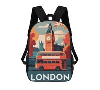 sinyumoney London Mochila Escolar Infantil De Moda Informal Mochilas Infantiles Impresas En 3D Mochila Grande Para Niño 17inch