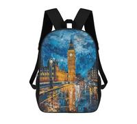 sinyumoney London Night Skyline Painting Mochila Escolar Infantil De 17 Pulgadas, Mochila Escolar Impresa En 3D Para Niños De Primaria Y Secundaria