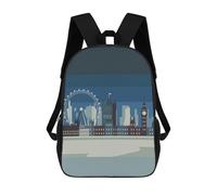 sinyumoney London Skyline Illustration Mochila Infantil Para Niñas Y Niños, Mochila De Día, Escuela Primaria, Perfecta Para La Vuelta Al Cole O Educación Física, Regalos Y Viajes 17inch