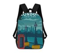 sinyumoney London Travel Mochila Escolar Infantil Impresa En 3D Para Niños, Mochila De Viaje De Alta Capacidad, Bolsas Para Libros, Mochila Escolar Infantil 17inch