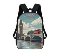 sinyumoney London Travel Mochila Escolar Infantil Impresa En 3D Para Niños, Mochilas De Viaje, Bolsas Para Libros Para Niños Estudiantes De Primaria 17inch