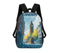 sinyumoney London, United Kingdom Cityscape Illustration Mochila Escolar Impresa En 3D Para Niños 17inch Mochilas Para Niños Y Niñas, Mochilas Escolares Para Niños, Mochilas De Viaje