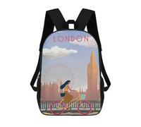 sinyumoney London Vintage Mochila Escolar Para Niños Mochila Escolar Impresa En 3D Mochila Escolar De Moda Para Niños De Primaria Y Secundaria 17inch