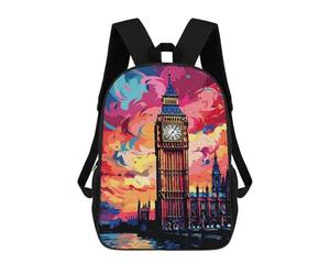 sinyumoney London's Iconic Big Ben A Vibrant Sunset View Mochila Escolar De 17 Pulgadas Para Adolescentes, Con Estampado 3D, Ajustable Y Con Bolsillos, Ideal Para Niños, Niñas Y Estudiantes.