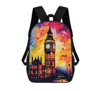 sinyumoney London's Vibrant Big Ben Mochila Escolar De Moda, Mochila Para Material Escolar, Mochila Impermeable Informal Para Acampar, Aventuras Al Aire Libre Y Viajes Diarios 17inch