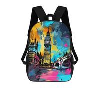 sinyumoney London's Vibrant Landmarks Mochila Escolar, Mochila De Negocios, Mochila Impermeable Para Libros, Para Acampar, Aventuras Al Aire Libre Y Viajes Diarios 17inch