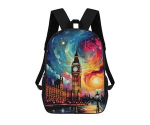 sinyumoney London's Vibrant Night Sky Mochila Grande, Ligera E Informal Para El Campus, Actividades Al Aire Libre, Viajes Y Deportes 17inch