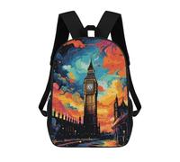 sinyumoney London's Vibrant Skyline -1 Mochila Escolar De Moda, Mochila Para Material Escolar, Mochila Impermeable Informal Para Acampar, Aventuras Al Aire Libre Y Viajes Diarios 17inch