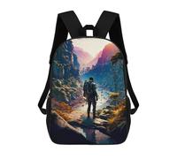 sinyumoney Lone Traveler in Mountain Valley Mochila Infantil, Mochila Escolar Impresa En 3D, Mochila Para Niños Y Niñas, Mochila Escolar Ajustable Para La Escuela Primaria 17inch