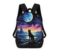 sinyumoney Lone Wolf Fantasy Sunset Mochila Grande Escolar Para Niños - Perfecta Para Viajes, Trabajo Y Uso Diario 17inch