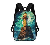 sinyumoney Lonely Lighthouse at Night Mochila De Peluche Con Dibujos Animados, Mochila 3D Para Niños, Bolsa Escolar, Idea De Regalo De Cumpleaños Para Niños Y Niñas 17inch